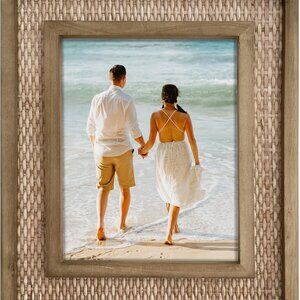 Rattan and Wood Picture Frame for 8x10 Inch Photos, frame size 11 1/2 x 13 1/2 i